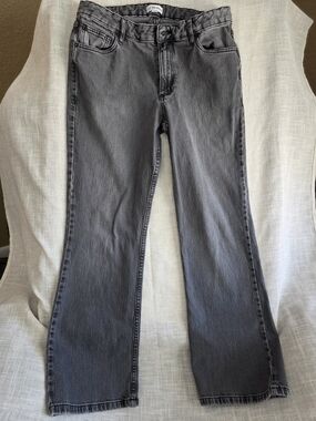 The Drop Black Gray Grey Wash Flare Jeans Mid Rise Vintage Look Trend Boho